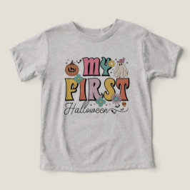 Min första Halloween Cute Pumpkin Ghost Groovy T Shirt