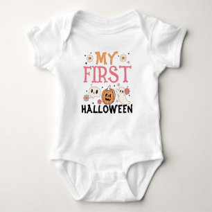 Min första Halloween Cute Pumpkin Ghost Groovy T Shirt