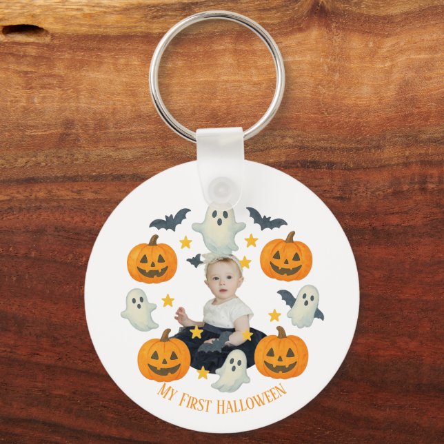 Min första Halloween | Cute Pumpkin & Ghost WAN - Nyckelring (Framsida)