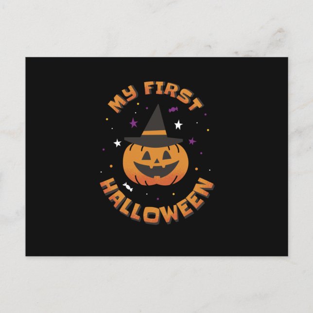 Min första Halloween Cute Pumpkin Vykort (Framsida)
