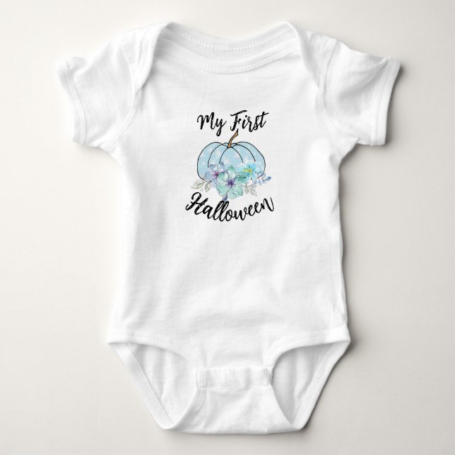 Min första Halloween med Blue Pumpkin och Flowers T Shirt (Framsida)