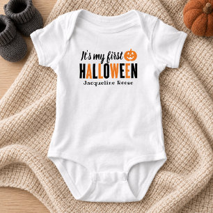 Min första Halloween Modern Orange Black med Namn T Shirt