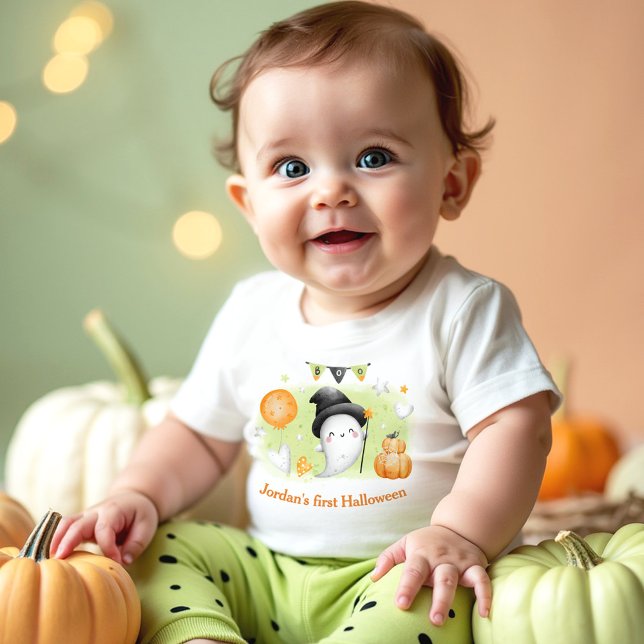 Min första Halloween-namn Söt spöke T Shirt (My first Halloween Name Cute Ghost Baby T-Shirt)
