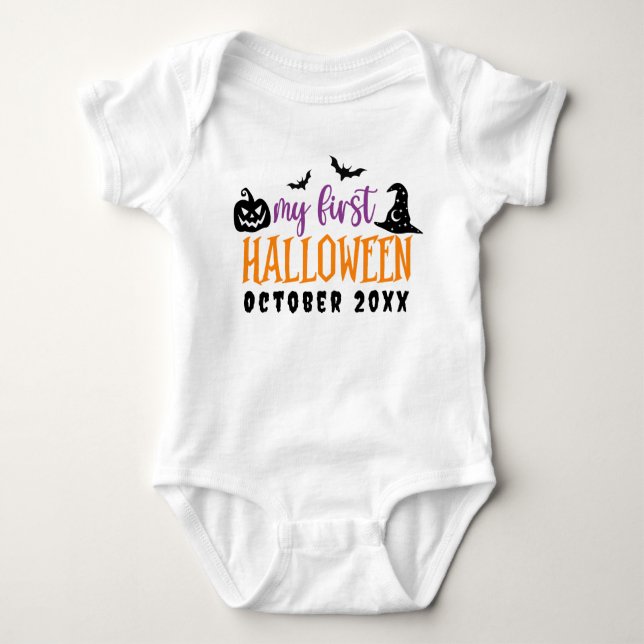 Min första Halloween-Personlig för spädbarn T Shirt (Framsida)
