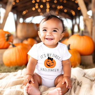 Min första Halloween-pumpa med rosett, babyflicka T Shirt