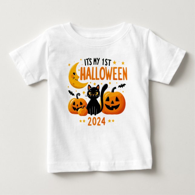 Min första Halloween-pumpa svart katt  T Shirt (Framsida)