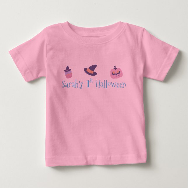 Min första Halloween-Rosa Pumpkin-Personlig T Shirt (Framsida)