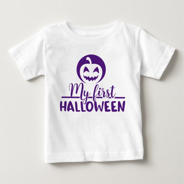 Min första Halloween Scary Lila Pumpkin T Shirt (Framsida)