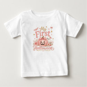 Min första Halloween Söt rosa pumpa Babyflicka T-s T Shirt
