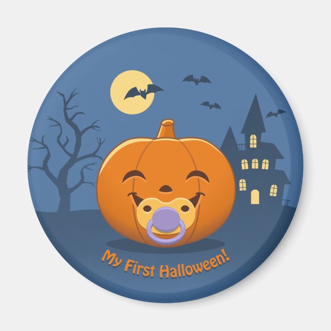 Min första Halloween-sugpropp-pumpa Magnet (Framsidan)