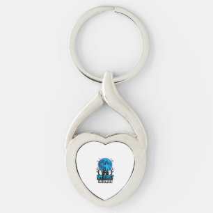 Min Första Halloween Vintage Spök Slott Baby Shi Twisted Heart Silverfärgad Nyckelring