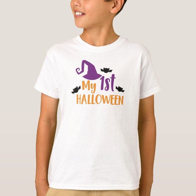 Min första Halloween, Witch Hat, Poety Hat, Fladde T Shirt (Framsida)