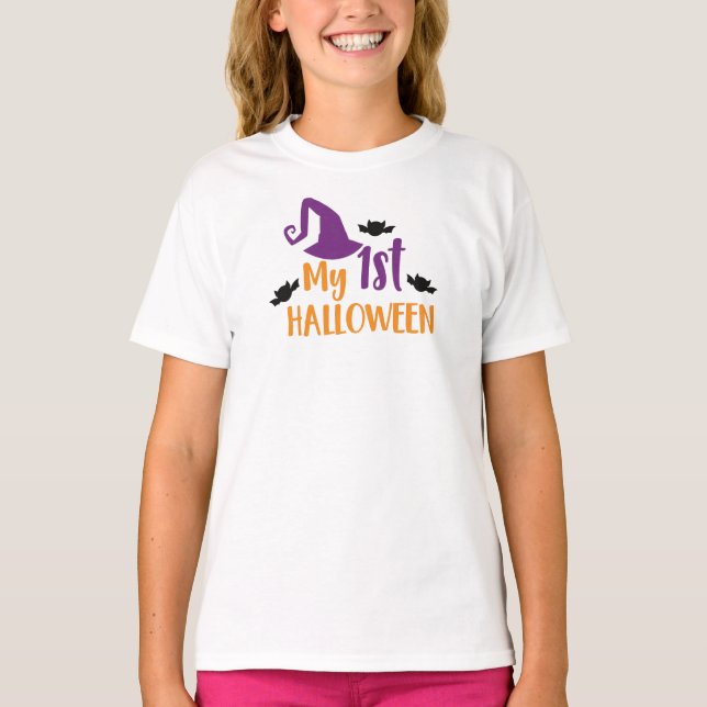 Min första Halloween, Witch Hat, Poety Hat, Fladde T Shirt (Framsida)