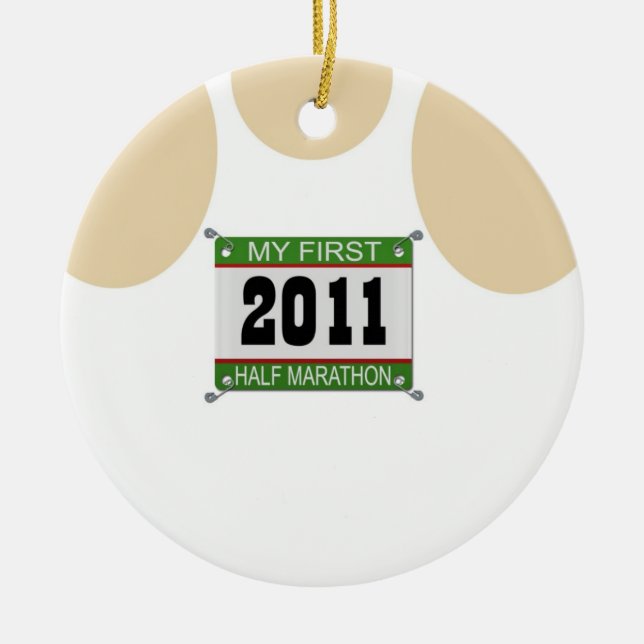 Min första halvlekmaraton - 2011 julgransprydnad keramik (Framsidan)