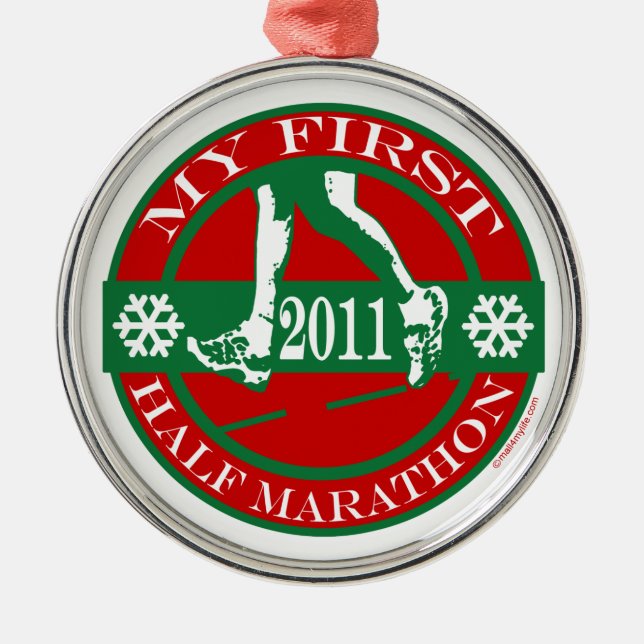 Min första halvlekmaraton - 2011 julgransprydnad metall (Framsidan)