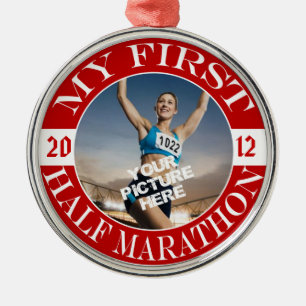 Min första halvlekmaraton - anpassadefoto & år julgransprydnad metall