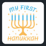 Min första Hanukkah Fyrkantigt Klistermärke<br><div class="desc">Min första Hanukkah</div>