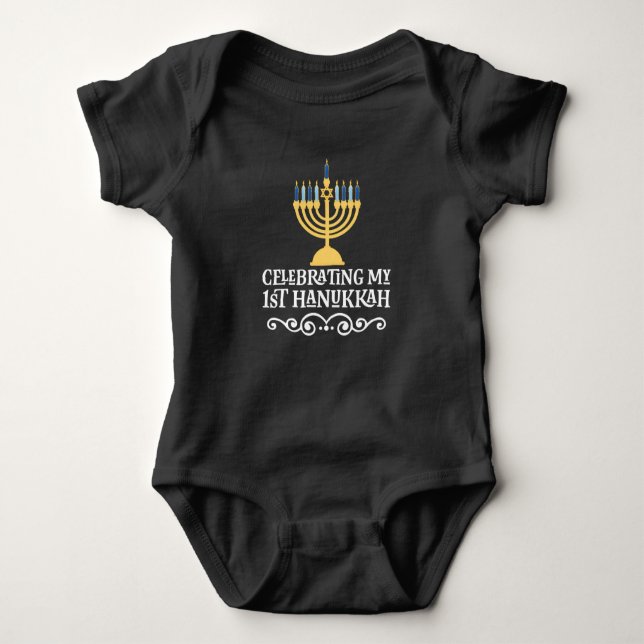 Min första Hanukkahfestival i Ljus Menorah T Shirt (Framsida)