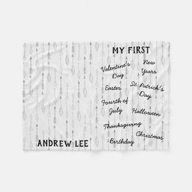 "Min första" Helgdag Milestone Baby Blanket Fleecefilt (Framsidan (Horisontell))