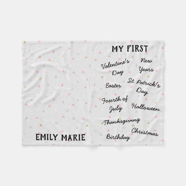 "Min första" Helgdag Milestone Baby Blanket Fleecefilt (Framsidan (Horisontell))