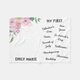 "Min första" Helgdag Milestone Baby Blanket Fleecefilt