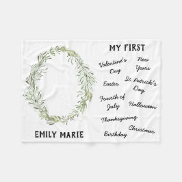 "Min första" Helgdag Milestone Baby Blanket Fleecefilt