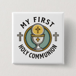 Min första Heliga-förening Eucharist, första krist Knapp