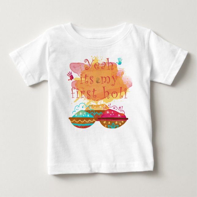 MIN FÖRSTA HOLI BABY BODYSUIT T SHIRT (Framsida)