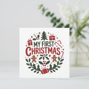Min första jul 1:a jul Familj Matchande Baby  Julkort