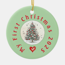 Min första jul 2024, Unisex Baby Gift, Anpassnings Julgransprydnad Keramik