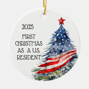 Min första jul, Amerikanska Flagga Julgransprydnad Keramik