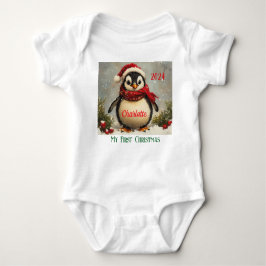 Min första jul, Anpassad Baby-gåva, Penguin T Shirt