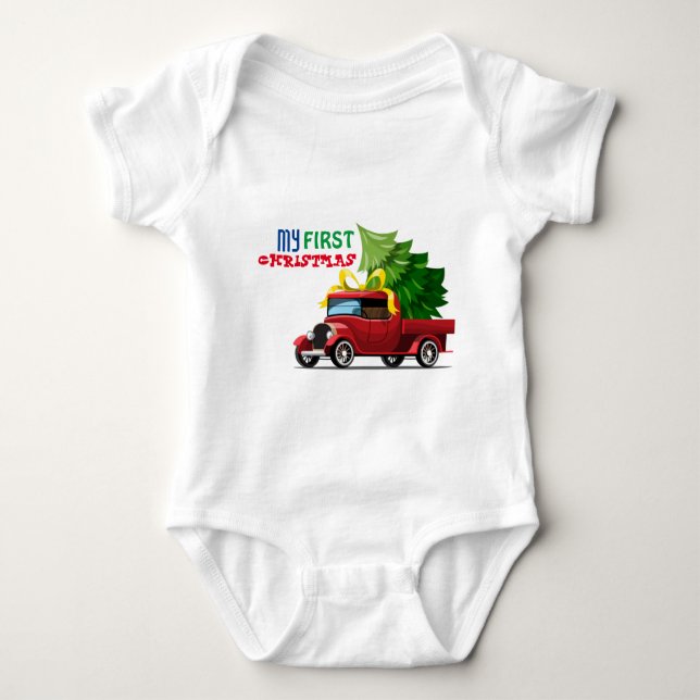 Min första jul Baby Bodykostym T Shirt (Framsida)