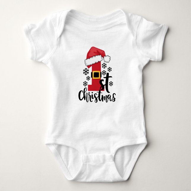 Min första jul Baby Bodykostym T Shirt (Framsida)