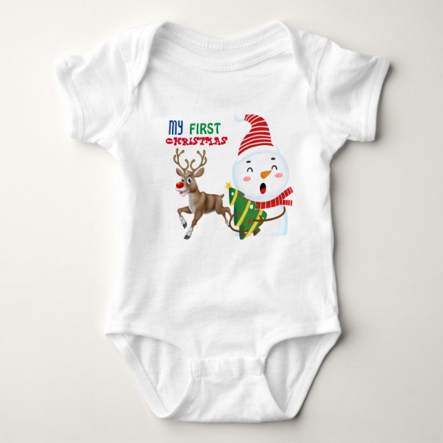 Min första jul Baby Bodykostym T Shirt (Framsida)