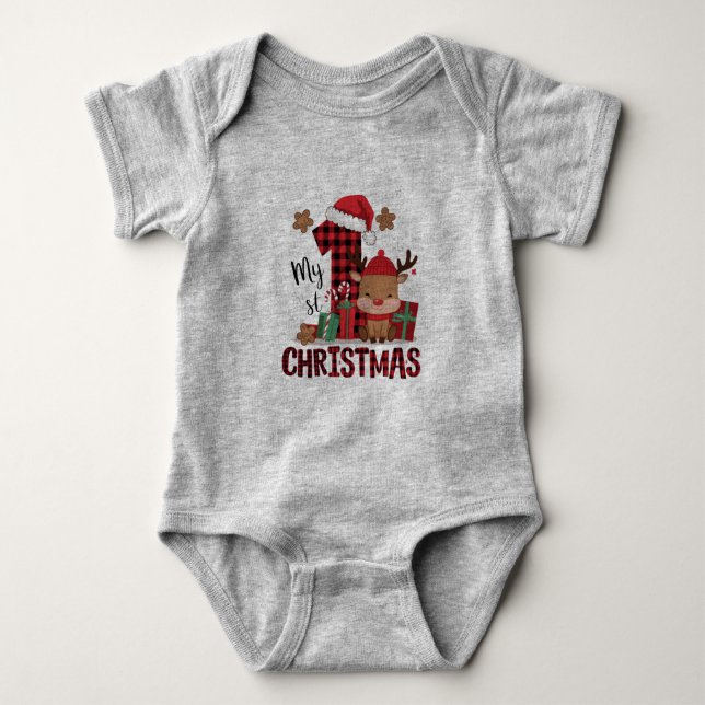 Min första jul Baby Bodykostym T Shirt (Framsida)