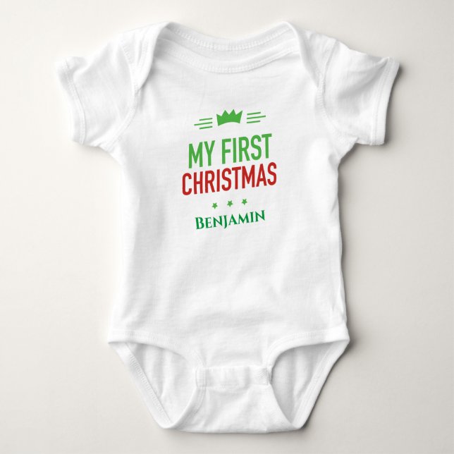 Min första jul Baby Bodykostym T Shirt (Framsida)