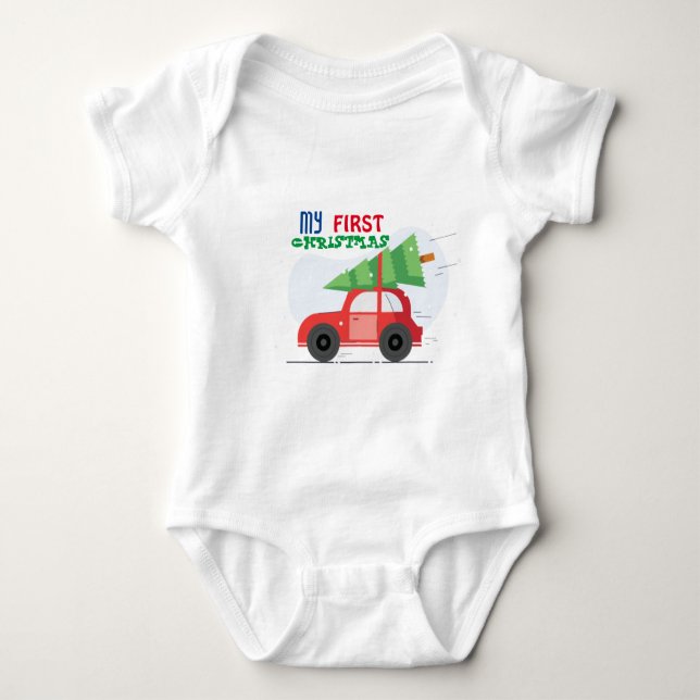 Min första jul Baby Bodykostym T Shirt (Framsida)