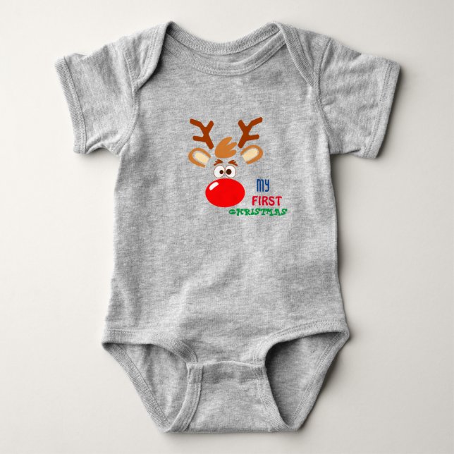 Min första jul Baby Bodykostym T Shirt (Framsida)