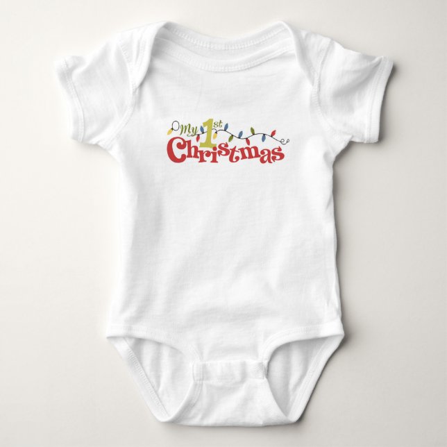 Min första jul Baby Bodykostym T Shirt (Framsida)