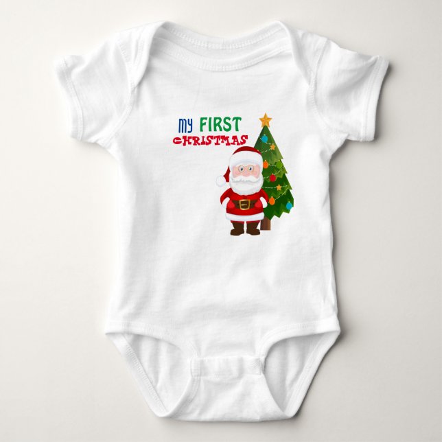 Min första jul Baby Bodykostym T Shirt (Framsida)