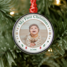 Min första jul baby foto prydnad