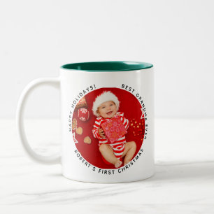 Min första jul, Baby, fotopapper Grandma Helgdag Två-Tonad Mugg