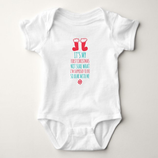 Min första jul Baby Jersey Bodykostym T Shirt (Framsida)