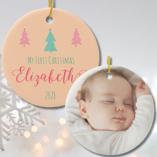 Min första jul Baby-Personlig Namn och år Julgransprydnad Keramik