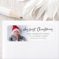 Min första jul Baby Photo Namn Returadress