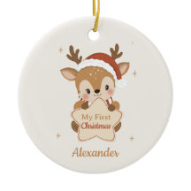 Min Första Jul Baby Ren Träfigurer Anpassad