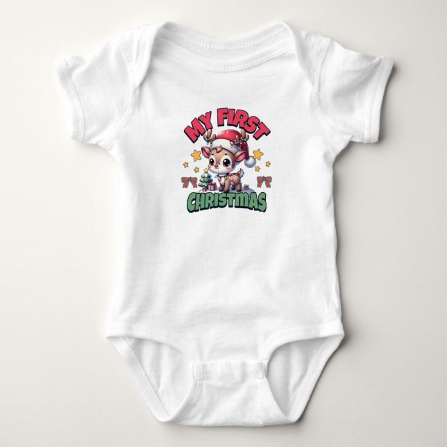 Min första jul - Baby rendesign T Shirt (Framsida)