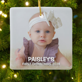 Min första jul babyfoto julgransprydnad keramik