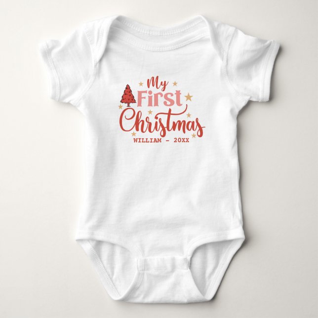 Min första jul Bebis 1:a jul anpassat namn  T Shirt (Framsida)